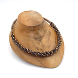 Semi-precious stones beaded Kumihimo necklace with magnetic clasp