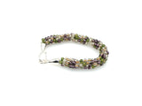 Japanese glass beaded Kumihimo bracelet with silver clasp