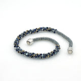 Semi-precious stones beaded Kumihimo necklace with magnetic clasp