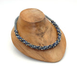 Semi-precious stones beaded Kumihimo necklace with magnetic clasp