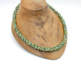 Green Glass Beaded Kumihimo Necklace